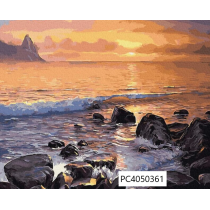 Maalimine numbrite järgi-Lained päikeseloojangul, 40x50
