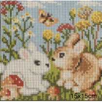 Tikkimiskangas trükitud mustriga , 15x15 cm